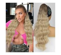 Hair Extensions Coleta sintética ondulada de cuerpo largo con cordón for mujer, extensión de cabello sintético ondulado con clip en postizo, cabello falso(R-ombre blonde)