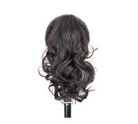 Hair Extensions Extensión de cabello sintético ondulado corto con pinza for cola de caballo, de 10 pulgadas, color marrón, rubio y negro, for mujer(Black Brown)