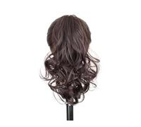 Hair Extensions Extensión de cabello sintético ondulado corto con pinza for cola de caballo, de 10 pulgadas, color marrón, rubio y negro, for mujer(Dark Brown)