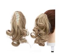 Hair Extensions Extensión De Cabello Sintético Ondulado Corto For Cola De Caballo, Color Negro Y Marrón, Con Pinza For La Mandíbula For Mujer(Ash blonde,24inches)