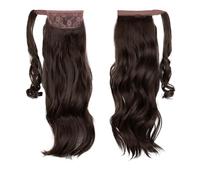 Hair Extensions Extensión de cabello sintético ondulado largo con cola de caballo, clip rizado en peluca falsa, peluquín alrededor de cola falsa lisa(Dark Brown,22INCHES)