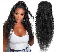 Hair Extensions Extensión De Cola Caballo 8 A 26 Pulgadas Con Cordón, Cabello Humano Rizado Brasileño, Pinza For Postizos Afro Rizados For Mujeres(20inches)