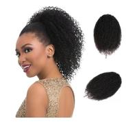 Hair Extensions Extensión de cola de caballo, cordón de cabello humano for mujeres, Clip rizado rizado en piezas Remy, negro Natural(20inches)