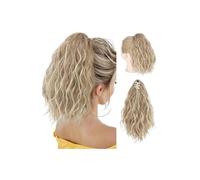 Hair Extensions Extensión de cola de caballo de 33 cm, corta, ondulada, rizada, con pinza for la mandíbula, extensión de cabello sintético natural for mujer.(Dirty Blonde)