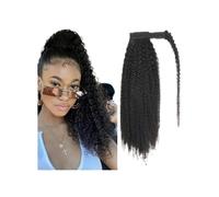 Hair Extensions Extensión de cola de caballo recta envolvente de 14 a 30 pulgadas, cabello humano brasileño Remy con clip en la cola de caballo for mujeres(Kinky Curly,26inches)