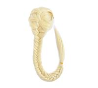 Hair Extensions Extensión de cola de pez recta sintética for mujer de 50 cm con cordón ajustable y dos clips, extensiones de cola de caballo con trenza(Blonde)