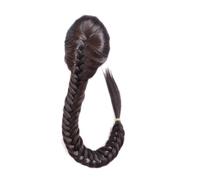 Hair Extensions Extensión de cola de pez recta sintética for mujer de 50 cm con cordón ajustable y dos clips, extensiones de cola de caballo con trenza(Medium brown)
