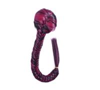 Hair Extensions Extensión de cola de pez recta sintética for mujer de 50 cm con cordón ajustable y dos clips, extensiones de cola de caballo con trenza(F1-Burg)