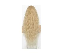 Hair Extensions Extensiones de cabello con cola de caballo con cordón rizado for mujer, peluca de cola de caballo de cabello humano brasileño, postizo ondulado con agua(Bleach Blonde,16inches)