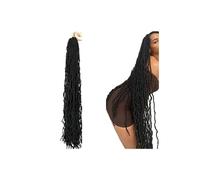 Hair Extensions Extensiones de cabello de 36 pulgadas, pelo sintético de ganchillo, ondulado, suave, trenzas de ganchillo, color negro
