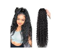 Hair Extensions Extensiones de cabello humano 100% real con cordón y ondas profundas, postizo brasileño natural con clip, cola de caballo Remy(18inches)