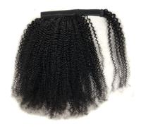 Hair Extensions Extensiones De Cabello Humano Con Cola De Caballo Rizada Afro For Mujeres Negras, Postizos De Extensión De Cola De Caballo De Cabello Humano Rizado Envolvente(16inch)