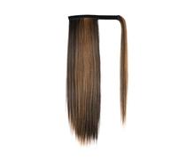 Hair Extensions Extensiones de cabello sintético con cola de caballo larga y recta con clip for mujer, postizo de cola de caballo rubia mezclada natural(Mix Dark Brown)