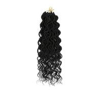 Hair Extensions Extensiones de cabello sintético pre-trenzado con ondas y puntas rizadas de 16 pulgadas for mujeres negras(6Pcs)