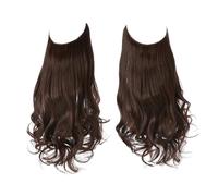 Hair Extensions Extensiones de cabello sintético sin clips, cabello postizo, cabello natural ondulado y rizado for mujer(Dark Auburn,18inches)
