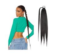 Hair Extensions Extensiones de cabello trenzadas sintéticas de cola de caballo de 26 pulgadas for mujeres trenzadas cola de caballo con lazo for el cabello(Darkest Brown)