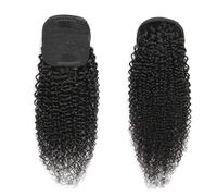 Hair Extensions Extensiones de cola de caballo de cabello humano rizado con cordón for mujer, color negro natural(18inch)