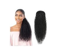 Hair Extensions Extensiones de cola de caballo de cabello humano rizado rizado, piezas de cabello de cola de caballo con cordón for mujeres, negro Natural(16inch)