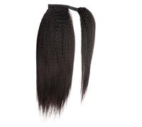 Hair Extensions Extensiones de cola de caballo de cabello humano rizado y liso de 30 a 66 cm con clip, color negro natural for mujeres.(12inches 100g)
