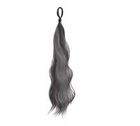 Hair Extensions Moño de pelo sintético autoenrollable de 50 cm, ondulado, for hacer tú mismo.(Black Mixed Grey)