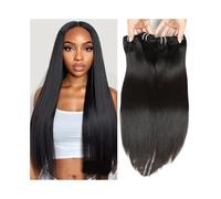 Hair Extensions Paquete de cabello humano liso de 8 a 40 pulgadas for mujeres negras, 1/3/4 piezas, paquetes de cabello Remy vietnamita liso Braid Extensiones(1 bundle 22)