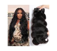 Hair Extensions Paquetes de cabello ondulado, 1/3 paquetes de 12 a 30 pulgadas, paquetes de cabello humano de Malasia, cabello Remy rizado sin procesar, negro natural Braid Extensiones(26 26 26)