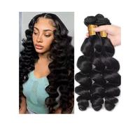 Hair Extensions Paquetes de cabello ondulado suelto de 12 a 32 pulgadas, paquetes de cabello humano negro natural, 3 piezas, extensiones de cabello Remy brasileño suave for mujeres Braid Extensiones(2