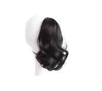 Hair Extensions Peluca Sintética Corta Y Rizada Con Cola De Caballo De 12 Pulgadas Con Pinza For El Pelo, Extensión De Cabello For Mujer, Cola De Caballo Sintética(Brown Black)
