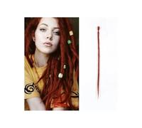 Hair Extensions Rastas sintéticas de 5 hebras hechas a mano de 20 pulgadas, trenzas de ganchillo(Brown Red)