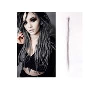 Hair Extensions Rastas sintéticas de 5 hebras hechas a mano de 20 pulgadas, trenzas de ganchillo(Grey)