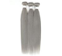 Hair Extensions Straight Bundles with Frontal 13x4 Silver Colored Hair 3 Bundles With Closure Brazilian Remy Human Hair Extensions Braid Extensiones(20inches)