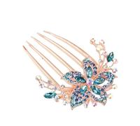 Hair Pin Vintage Flower Crystal Hairclips Rhinestone Hair Combs Plastic Shiny Hairpins For Women Accessories(Color 4)