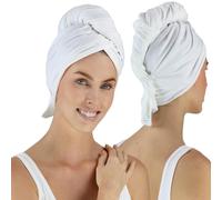 Hair RePear - Toalla de algodón prémium antiencrespamiento para el Cabello, Toalla de Cabello húmedo para Mujer, Rizado, Ondulado, Liso (Blanco, 73 x 114 cm)