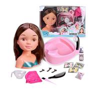 Hair Salon - Busto Morena con Lavacabezas Funcional, Incluye Champú Especial, Tratamientos, Mascarillas, Toalla Turbante, Peine y Gomas para Crear Infinitos Peinados, +3 años, Famosa (NACB2000)