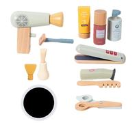 Hair Salon Toys for Girls, Pretend Play Beauty Set with Simulation Blow Dryer and Hair Straightener, Wooden Fun Styling Toy Role Play Activities, 20x22x6cm