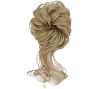 Hair Scrunchie Moño Lazo de pelo rizado desordenado sintético for mujer, 2 uds., con banda elástica, negro, dorado, resistente al calor, fibra de alta temperatura, postizos for moño(Bug)