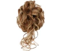 Hair Scrunchie Moño Lazo de pelo rizado desordenado sintético for mujer, 2 uds., con banda elástica, negro, dorado, resistente al calor, fibra de alta temperatura, postizos for moño(#144)