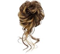 Hair Scrunchie Moño Lazo de pelo rizado desordenado sintético for mujer, 2 uds., con banda elástica, negro, dorado, resistente al calor, fibra de alta temperatura, postizos for moño(T1B/4/30)
