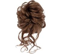 Hair Scrunchie Moño Lazo de pelo rizado desordenado sintético for mujer, 2 uds., con banda elástica, negro, dorado, resistente al calor, fibra de alta temperatura, postizos for moño(T27/30/4)