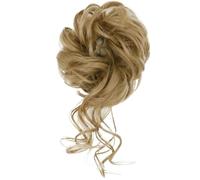 Hair Scrunchie Moño Lazo de pelo rizado desordenado sintético for mujer, 2 uds., con banda elástica, negro, dorado, resistente al calor, fibra de alta temperatura, postizos for moño(P1B/27)