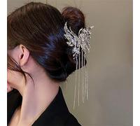 Hair stick,Chinese hairpins,Hair Pin Stick . Pinza for el pelo con borlas for mujer, cadena de diamantes, pasador elegante, tocado, horquilla, accesorios for el cabello for niñas y mujeres(04-silver)