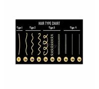 Hair Texture Curl Types and Care Basics Chart Comprehensive Poster Educational Reference for Home Salon Vanity Area Wall Decor(Framed,12x18inch(30x45cm))