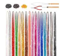 Hair Tinsel Kit - Hair Glitter Strands | Sparkling Shiny Fairy Hair Tinsel | Glitter Hair Extensions | Glitter Cosplay Supplies with Tools for Role Playing Weddings Theme Parties Halloween Birthdays