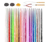Hair Tinsel Kit - Hair Glitter Strands | Sparkling Shiny Fairy Hair Tinsel | Glitter Hair Extensions | Glitter Cosplay Supplies with Tools for Role Playing Weddings Theme Parties Halloween Birthdays