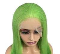 Hair Topper for Women 13x4 Lace Front Wigs for Women Human Hair Pre Plucked Straight Colored Glueless Wig 180 Density(Light green,24inch)