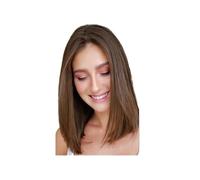 Hair Topper for Women Extensiones de cabello humano Remy de 14 pulgadas con base de seda y clips en lacio, 100% cabello humano for mujeres(Brown)
