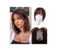 Hair Toppers for Women Human Hair, 360° 3D Cover Middle Bangs HairPieces for Women(Brown)