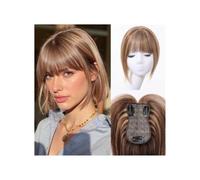 Hair Toppers for Women Human Hair, 360° 3D Cover Middle Bangs HairPieces for Women(Brown mix dark blonde)