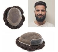 Hair Toupee men Toupee for hombres Encaje francés y base perimetral de PU Densidad media Piezas de cabello for hombres Prótesis de cabello humano masculino Unidad de sistema capilar natural transpirab