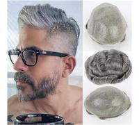 Hair Toupee men Toupee for hombres Peluca de cabello humano indio Piel suave y fina Base de PU con bucle en V Prótesis de cabello masculino Piezas de cabello ondulado Unidades del sistema (Color : 6
